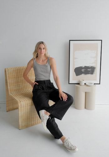 Miann & Co Women - Maeve Racerbank Jersey Rib Tank - Cloud