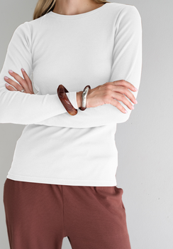 Miann & Co Women - Freya Jersey Rib Long Sleeve T-Shirt - Shell