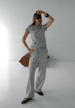 Miann & Co Women - Opal Jersey Rib Wide Leg Pants - Cloud