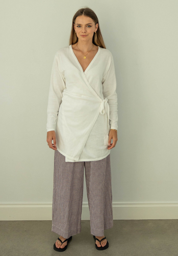 Miann & Co Womens - Monroe Knit Wrap Long Sleeve Top - Shell