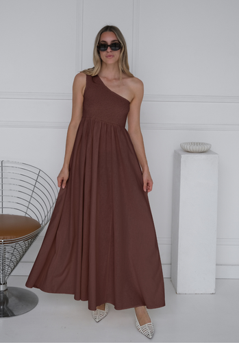 Miann & Co Women - Tia One Shoulder Shirred Maxi Dress - Coco