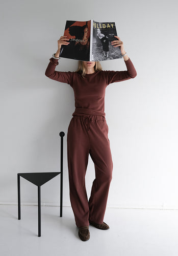 Miann & Co Women - Opal Jersey Rib Wide Leg Pants - Coco