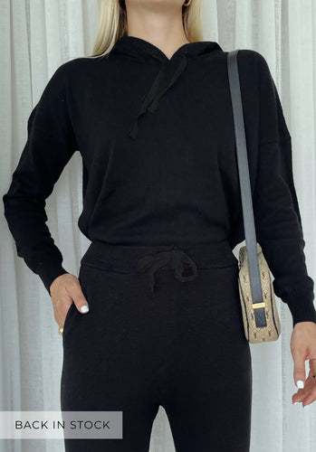 Miann & Co Womens - Rory Knitted Hoodie - Black