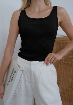 Miann & Co Women - Maeve Racerbank Jersey Rib Tank - Jet