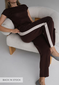 Miann & Co Womens - Murphy Side Stripe Knit Pants - Espresso