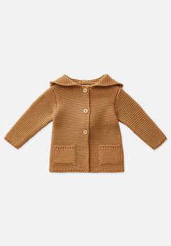 Miann & Co Baby - Hooded Bobble Knit Cardigan - Caramel