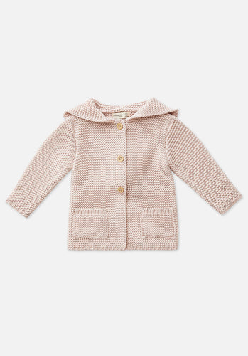 Miann & Co Baby - Hooded Bobble Knit Cardigan - Ballet Pink
