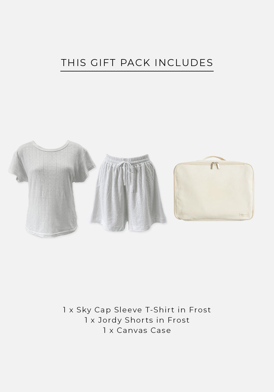 Gift Pack - Sky Cap Sleeve Fitted T-Shirt &amp; Jordy Shorts - Frost Pointelle