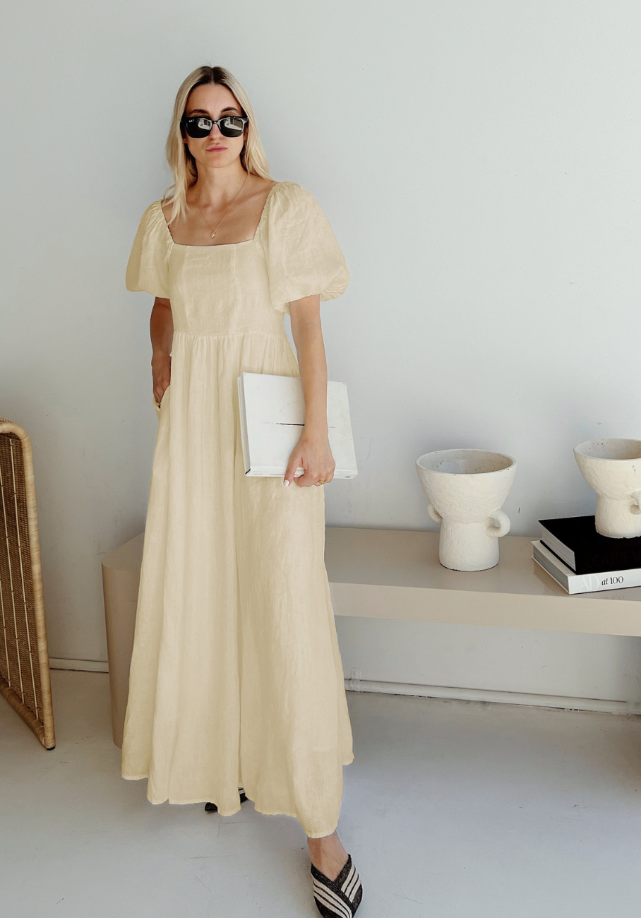 Miann & Co Women - Beth Square Neck Maxi Dress - Buttermilk