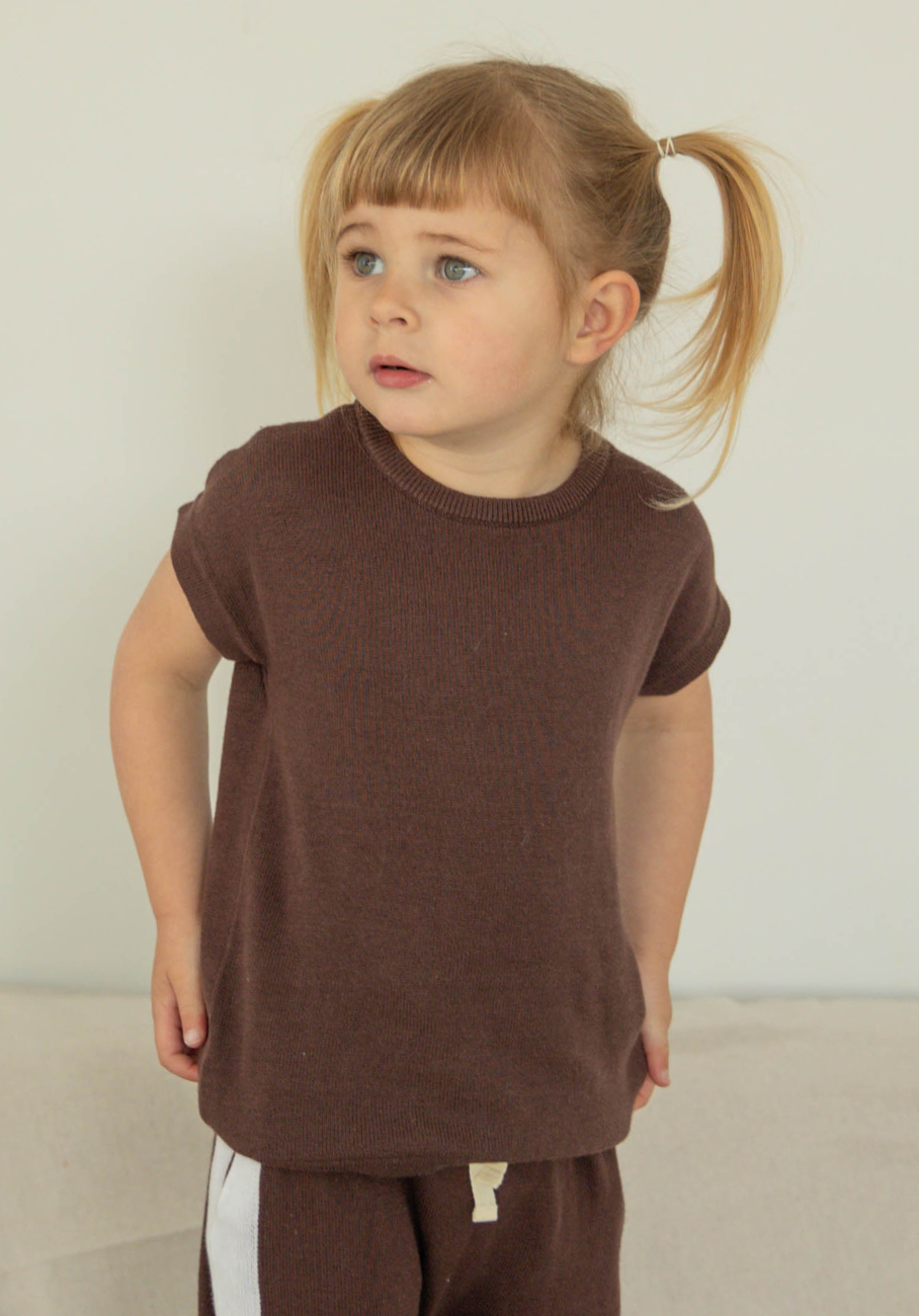 Miann &amp; Co Kids - Boxy Knit T-Shirt - Espresso