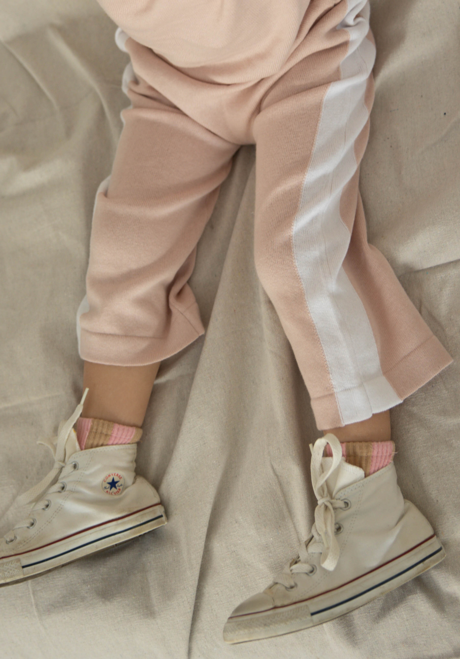 Miann &amp; Co Kids - Knit Side Stripe Pants - Ballet Pink