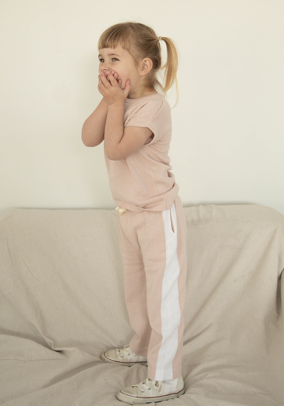 Miann &amp; Co Kids - Knit Side Stripe Pants - Ballet Pink