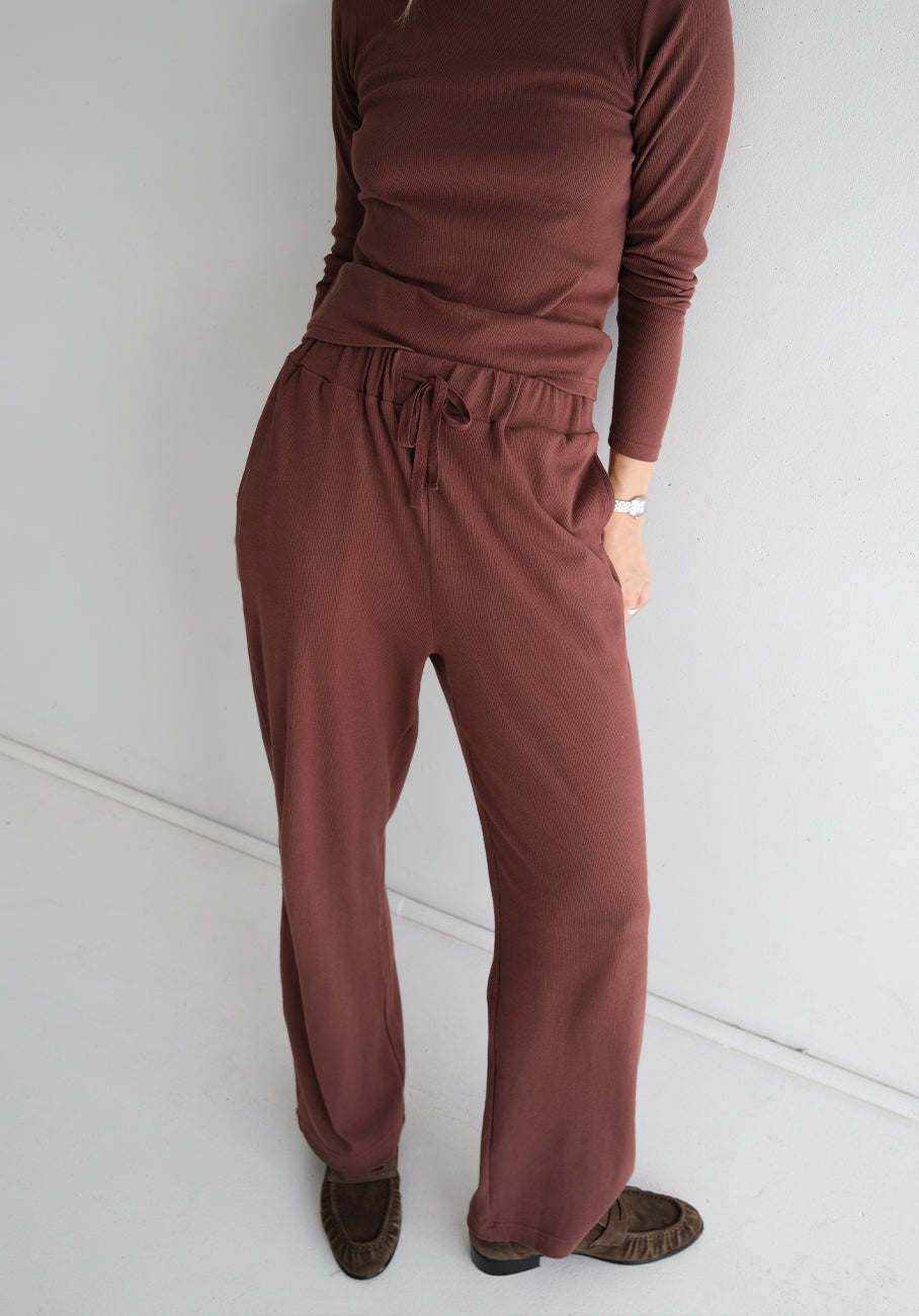 Miann &amp; Co Women - Opal Jersey Rib Wide Leg Pants - Coco