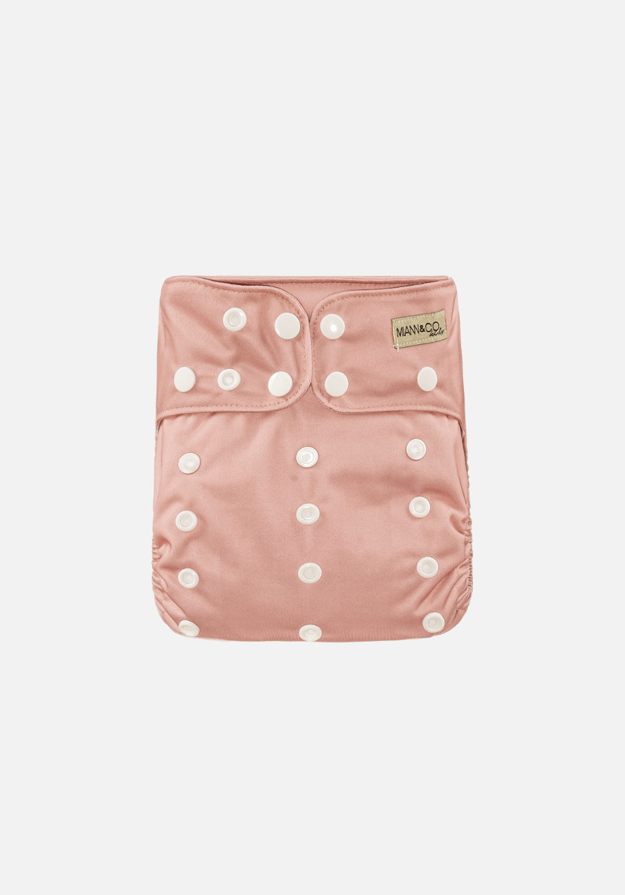 Modern Cloth Nappy - Blush by Miann &amp; Co - Comfortable, adjustable, and eco-friendly nappy for newborns to toddlers.