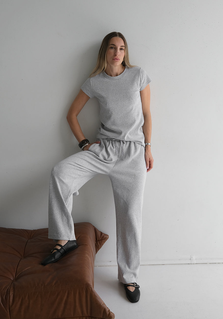 Miann &amp; Co Women - Opal Jersey Rib Wide Leg Pants - Cloud