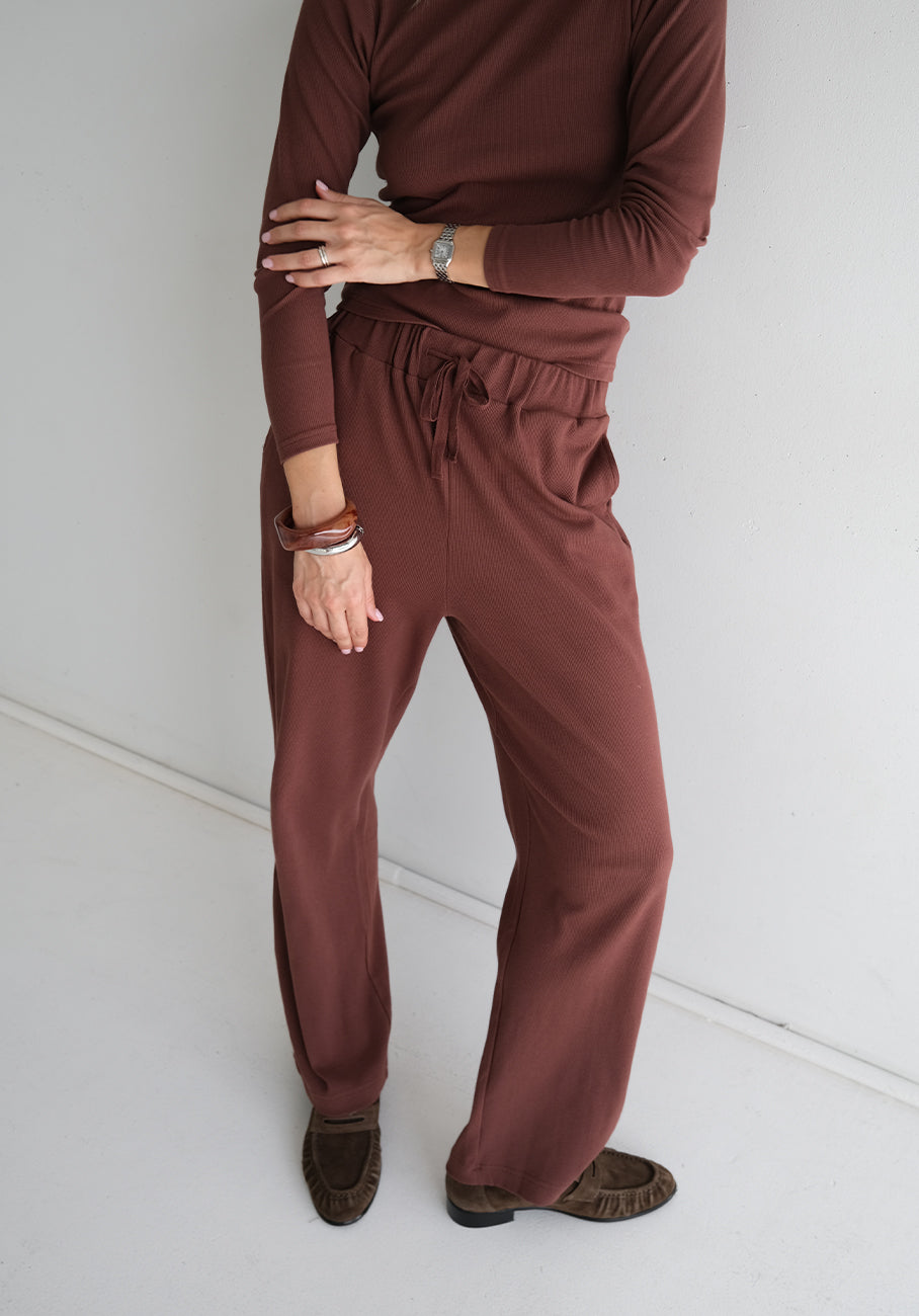 Miann &amp; Co Women - Opal Jersey Rib Wide Leg Pants - Coco