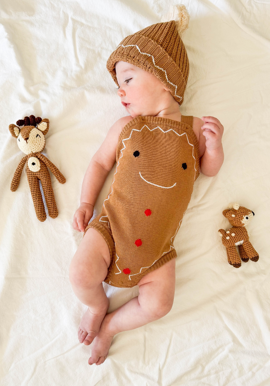 Miann &amp; Co Baby - Knitted Gingerbread Bodysuit - Caramel