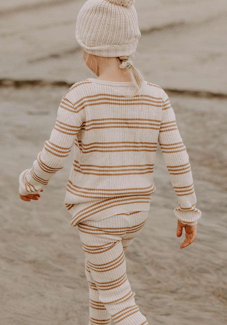 Miann &amp; Co Kids - Texture Rib Long Sleeve Tee - Truffle Stripe