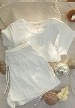 Gift Pack - Emma Round Neck Long Sleeve T-Shirt & Jordy Shorts - Frost Pointelle