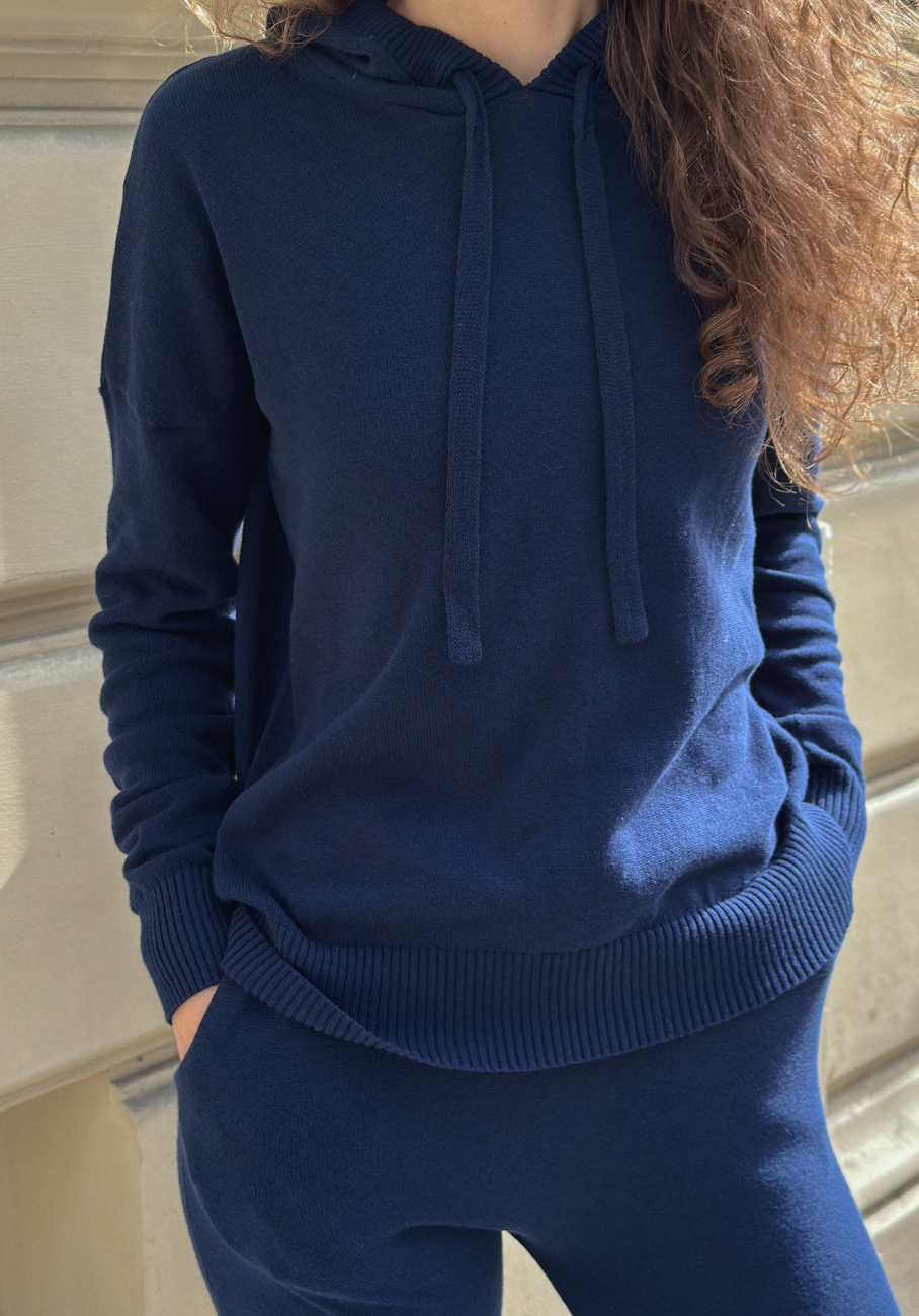 Miann &amp; Co Womens - Rory Knitted Hoodie - Midnight