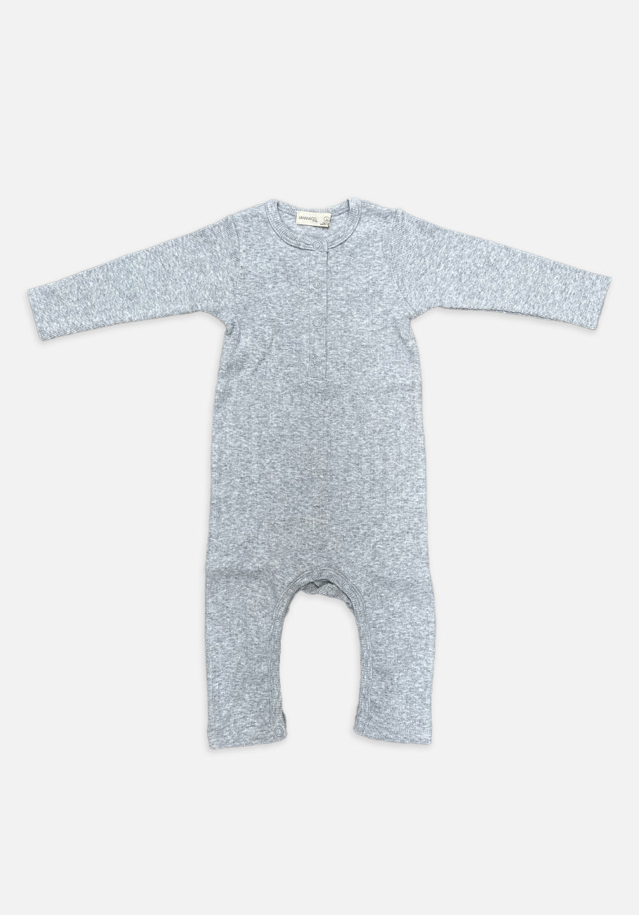 Miann &amp; Co Baby - Jersey Rib Long Sleeve Jumpsuit - Cloud