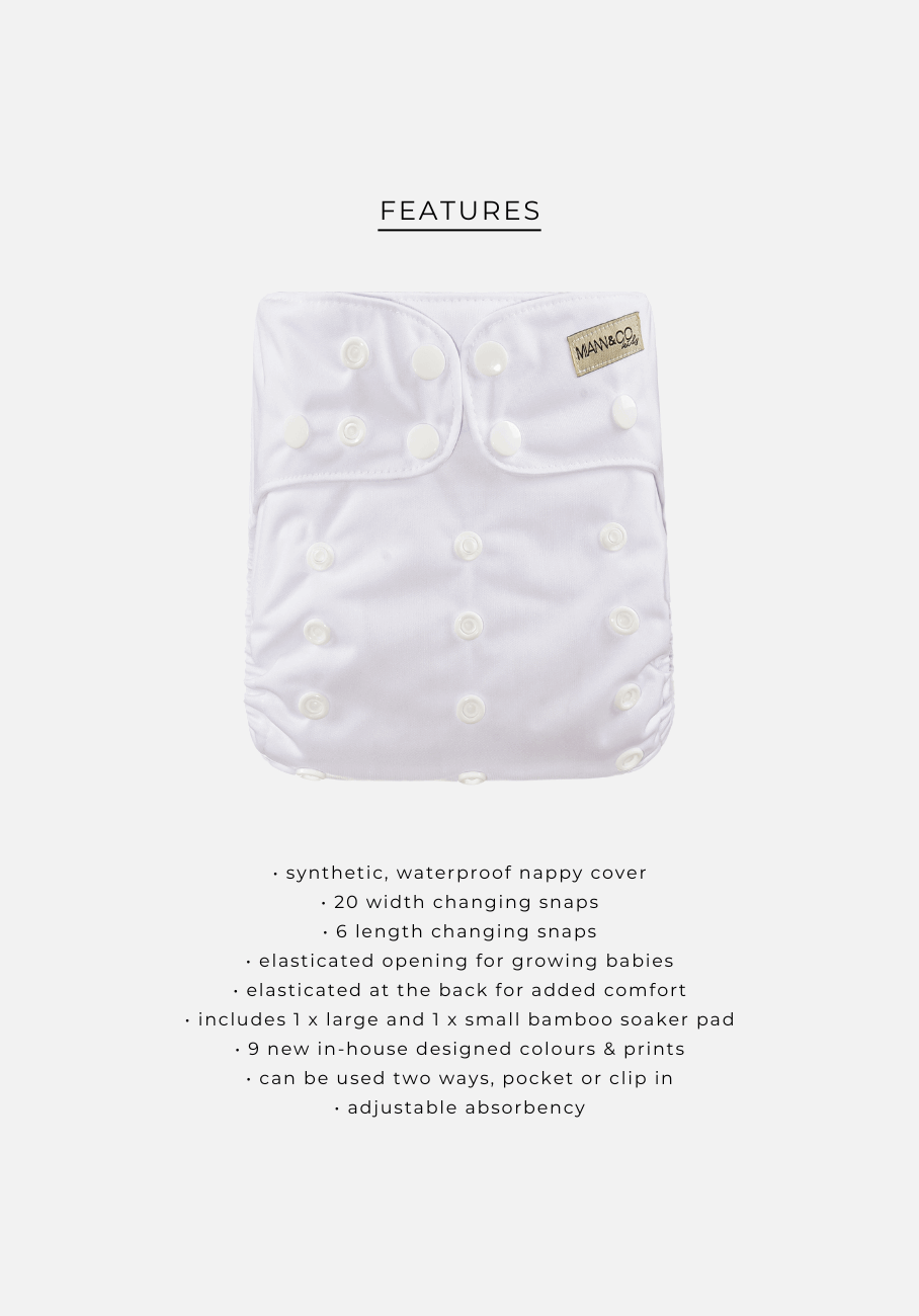 Miann & Co - Modern Cloth Nappy - Optic White