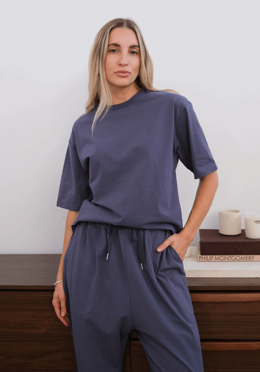 Miann &amp; Co Womens - Lexi Oversized Boxy Jersey T-Shirt - Midnight