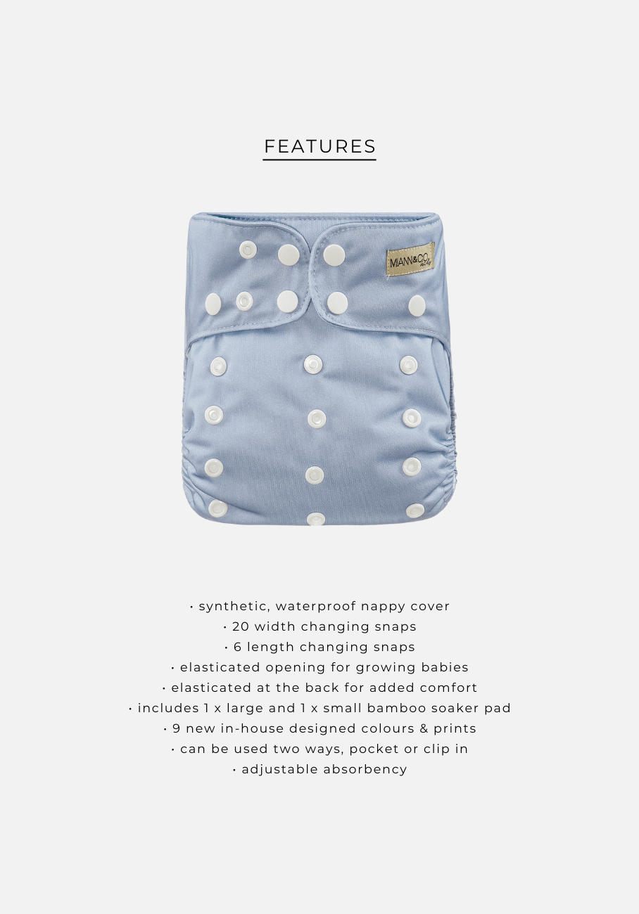 Miann &amp; Co - Modern Cloth Nappy - Periwinkle