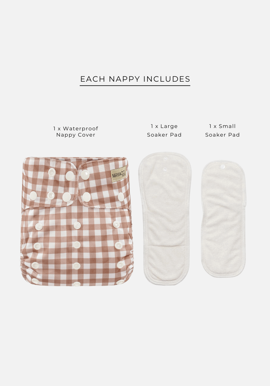 Miann &amp; Co - Modern Cloth Nappy - Café Au Lait Gingham