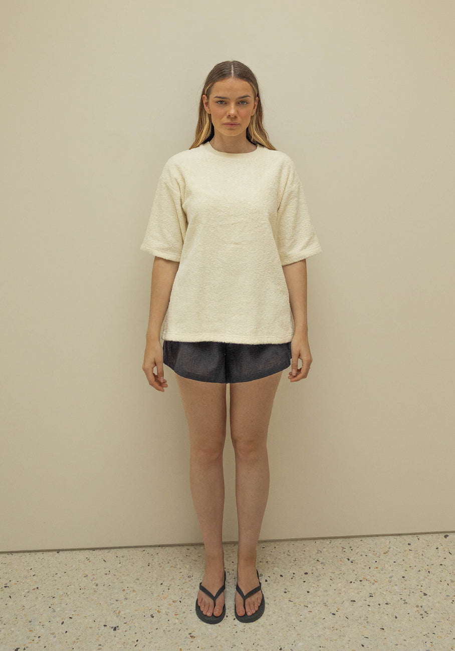 Miann &amp; Co Womens - Kai Terry Towelling Boxy T-Shirt - Tofu