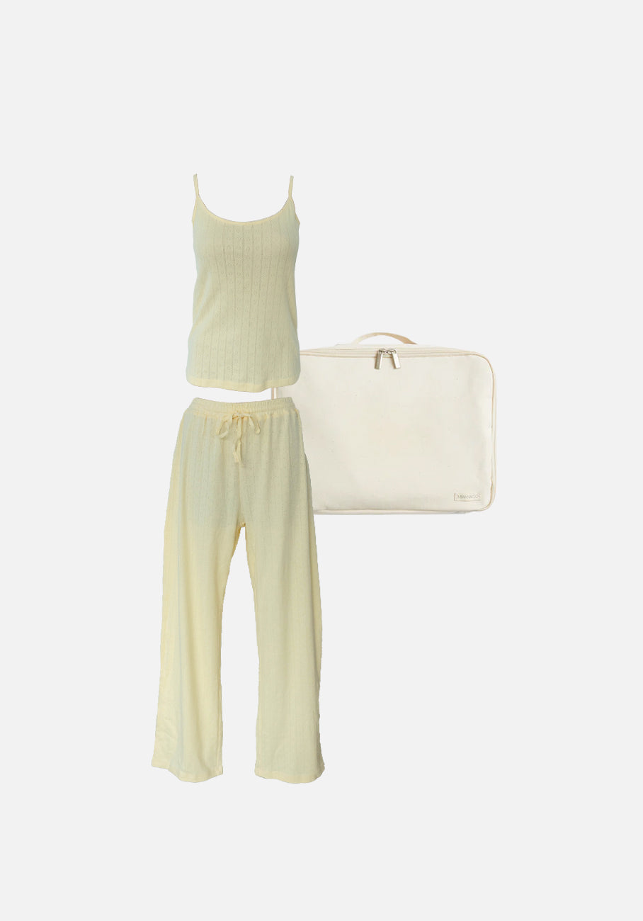 Gift Pack - Brooklyn Strappy Tank &amp; Keira Wide Leg Pants - Butter Pointelle