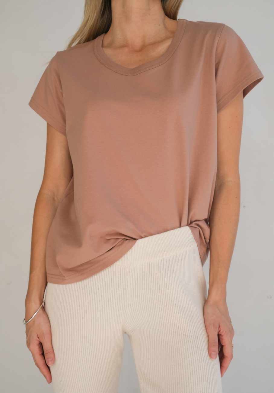 Miann &amp; Co Womens - Sam Short Sleeve T-Shirt - Mocha