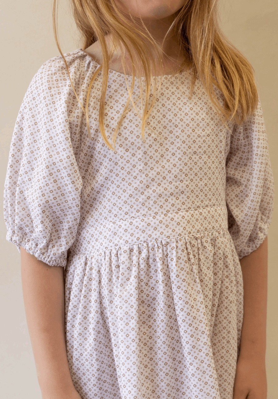 Miann &amp; Co Kids - Keyhole Puff Sleeve Dress - Geo Print