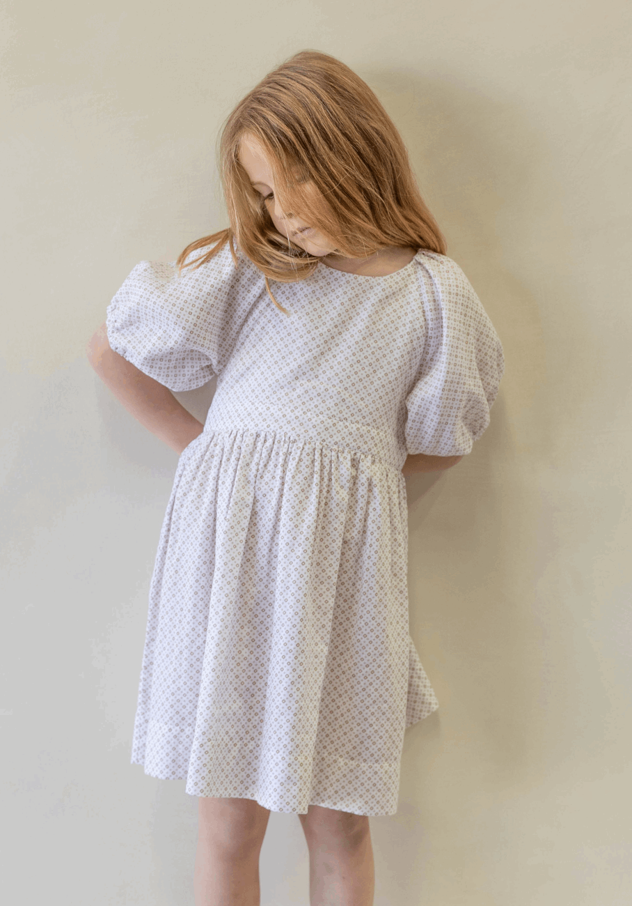 Miann &amp; Co Kids - Keyhole Puff Sleeve Dress - Geo Print