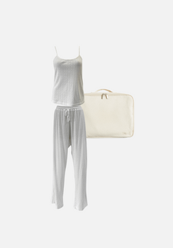 Gift Pack - Brooklyn Strappy Tank & Keira Wide Leg Pants - Frost Pointelle