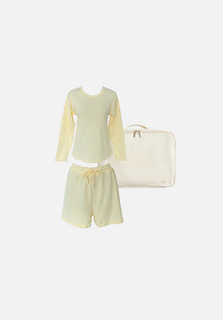 Gift Pack - Emma Round Neck Long Sleeve T-Shirt & Jordy Shorts - Butter Pointelle