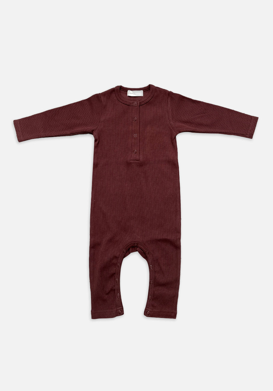 Miann &amp; Co Baby - Jersey Rib Long Sleeve Jumpsuit - Coco