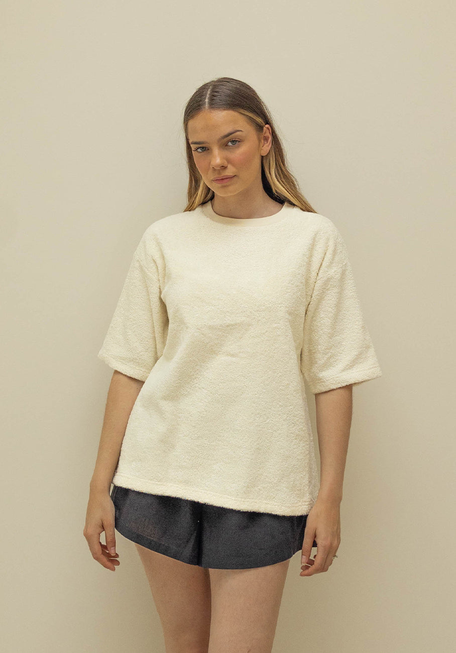 Miann &amp; Co Womens - Kai Terry Towelling Boxy T-Shirt - Tofu