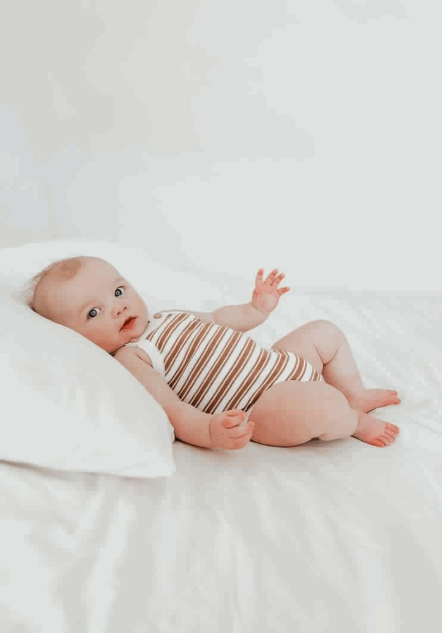 Miann &amp; Co Baby - Knit Strap Bodysuit - Caramel Stripe