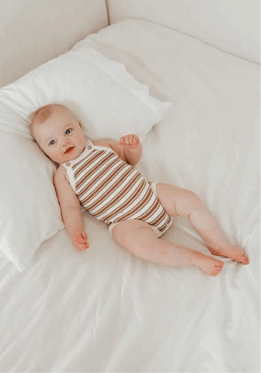 Miann &amp; Co Baby - Knit Strap Bodysuit - Caramel Stripe