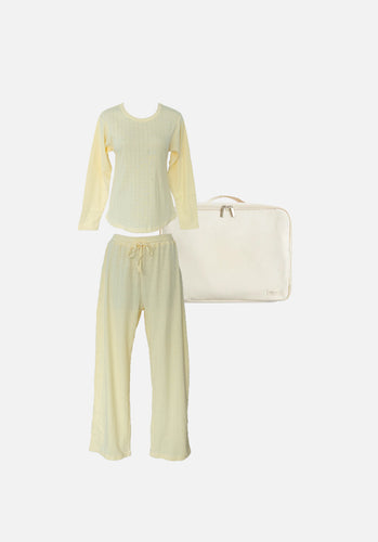 Gift Pack - Emma Round Neck Long Sleeve T-Shirt & Keira Wide Leg Pants - Butter Pointelle