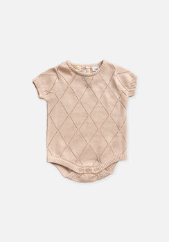 Miann & Co Baby - Open Knit Short Sleeve Bodysuit - Ballet Pink