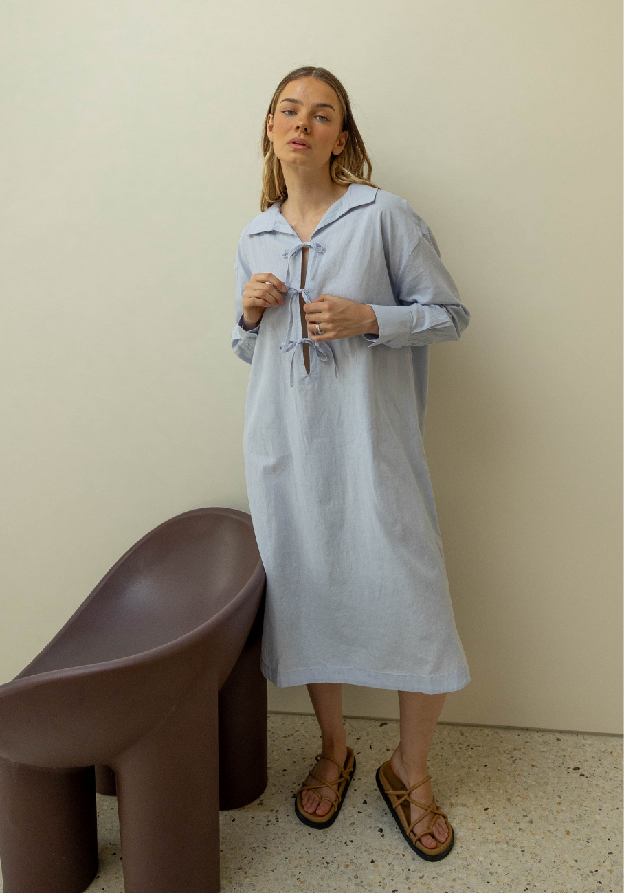 Miann &amp; Co Women - January Tie Up Shirt Dress - Periwinkle