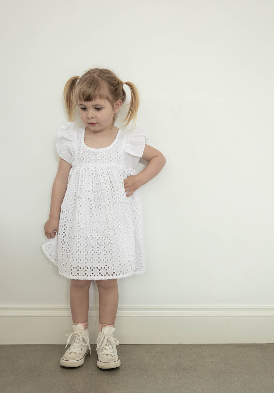 Miann &amp; Co Kids - Flutter Shoulder Dress - Shell Broderie