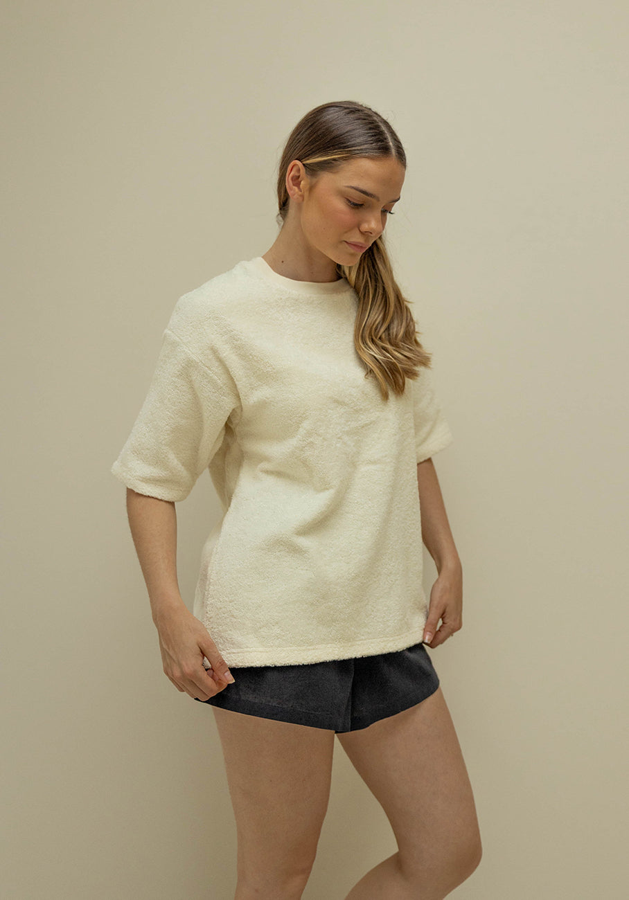 Miann &amp; Co Womens - Kai Terry Towelling Boxy T-Shirt - Tofu