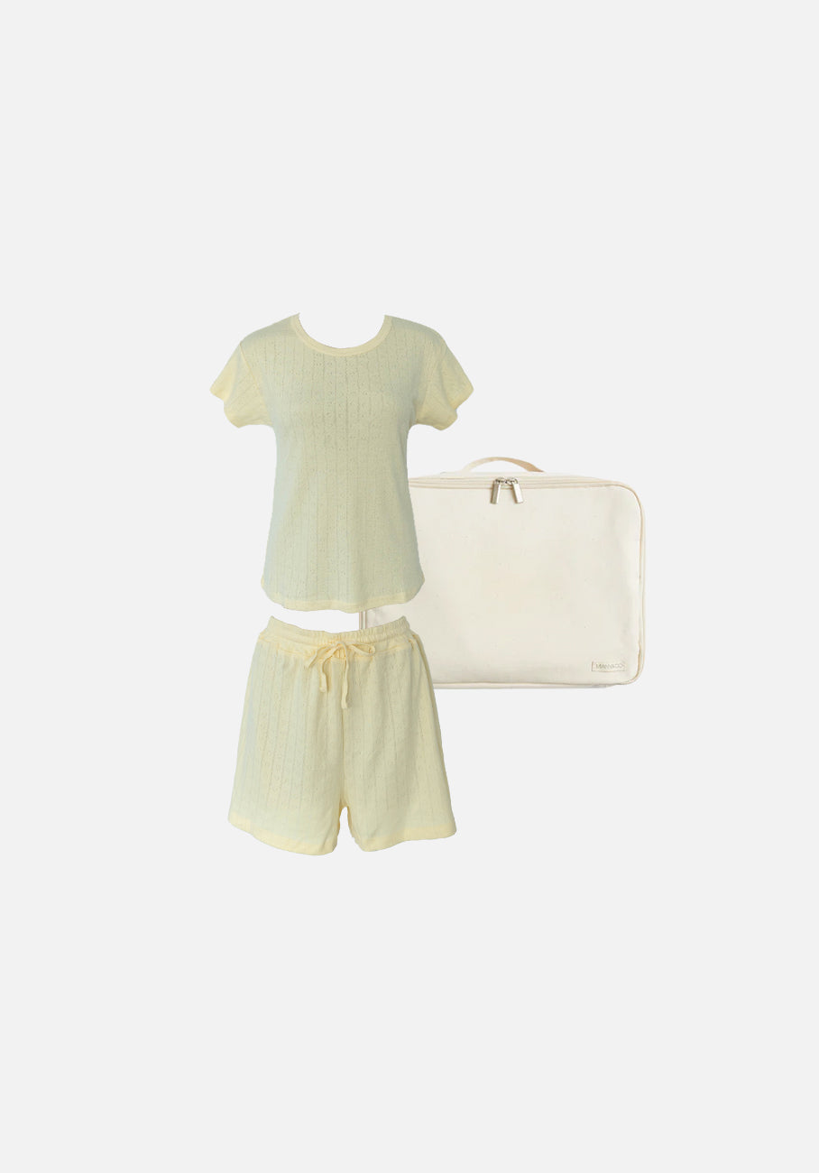 Gift Pack - Sky Cap Sleeve Fitted T-Shirt &amp; Jordy Shorts - Butter Pointelle