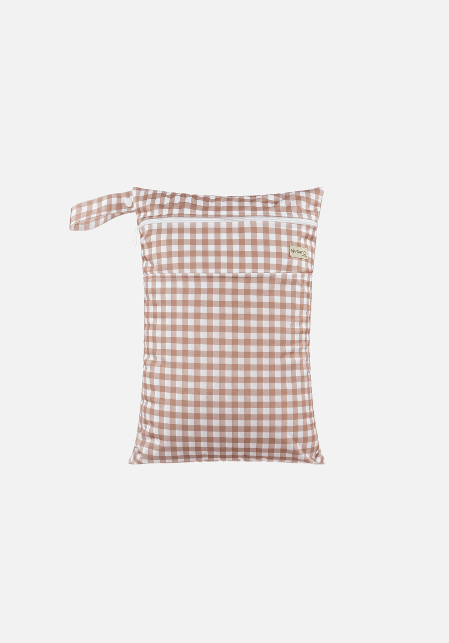 Miann & Co - Reusable Wet Bag - Café Au Lait Gingham