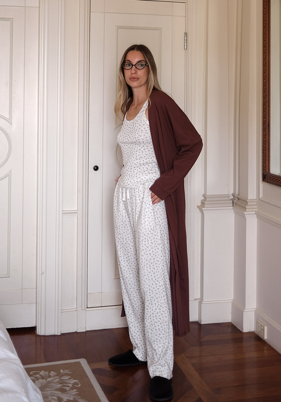 Miann & Co Women - Lola Jersey Rib Dressing Gown - Coco