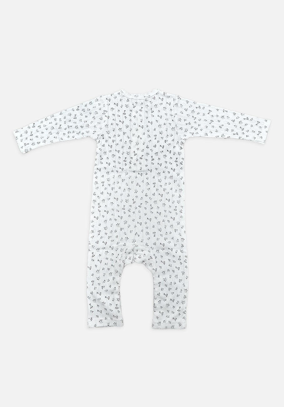 Miann &amp; Co Baby - Long Sleeve Button Down Jumpsuit - Cornflower Posy Pointelle
