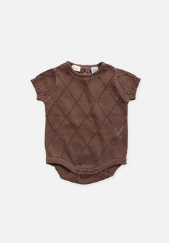 Miann & Co Baby - Open Knit Short Sleeve Bodysuit - Espresso